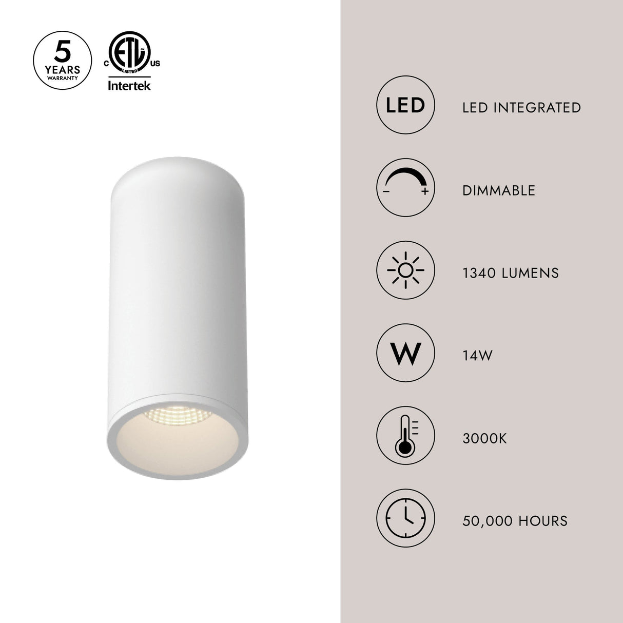 Kuzco Architectural Lorna 7-in (3-in Dia.) Flush Mount