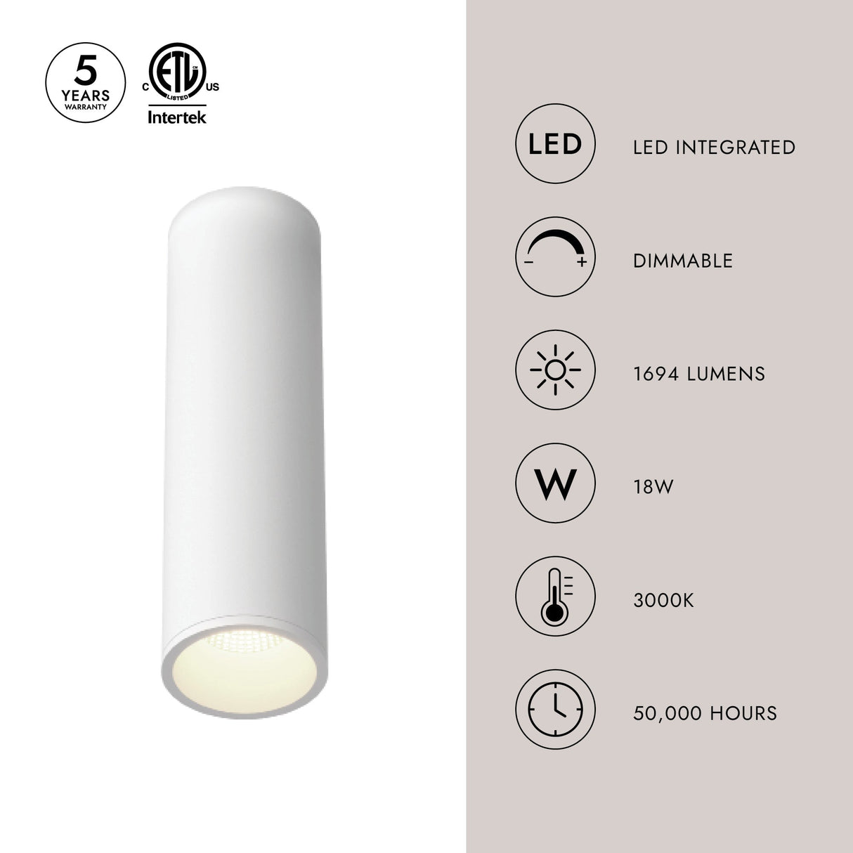 Kuzco Architectural Lorna 11-in (3-in Dia.) Flush Mount