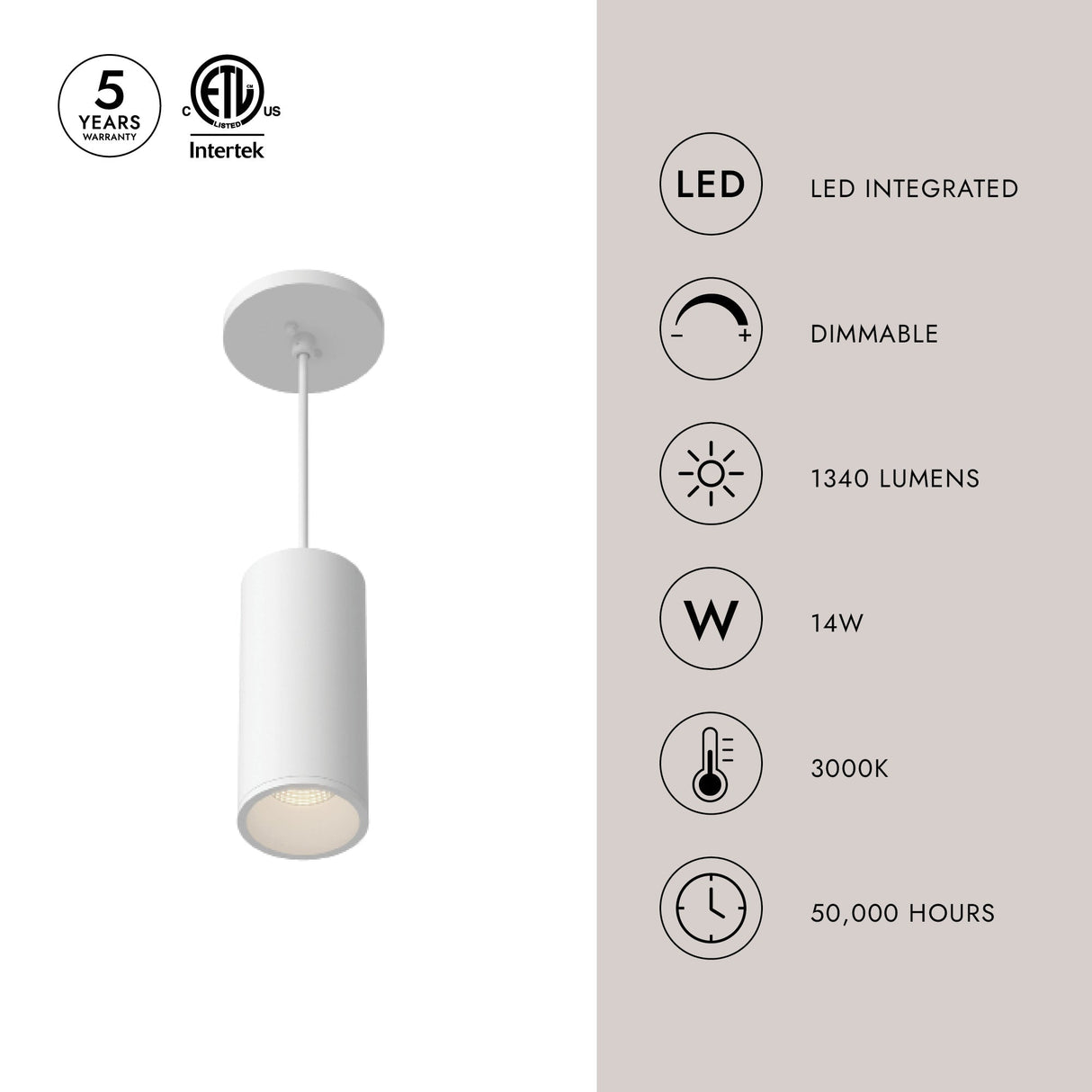 Kuzco Architectural Lorna 8-in (3-in Dia.) Pendant