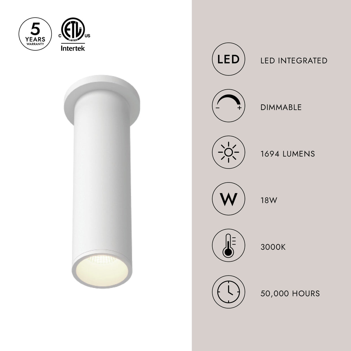 Kuzco Architectural Lorna 12-in (3-in Dia.) Ceiling Mount