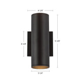 Kuzco Architectural Lorna 9-in (3-in Dia.) Wall Sconce Up/Down Light