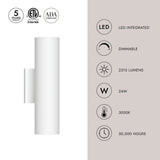 Kuzco Architectural Lorna 12-in (3-in Dia.) Wall Sconce Up/Down Light