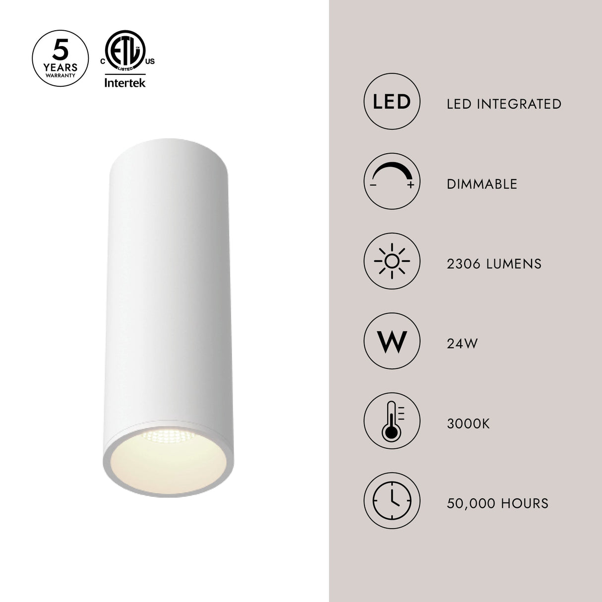 Kuzco Architectural Lorna 12-in (4-in Dia.) Flush Mount