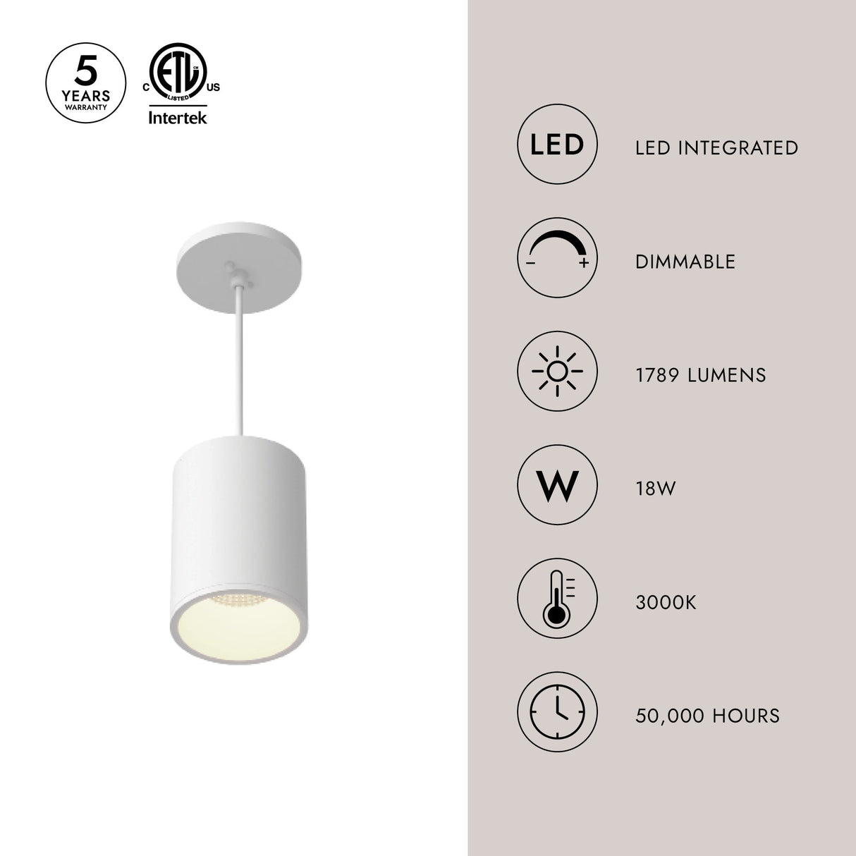 Kuzco Architectural Lorna 6-in (4-in Dia.) Pendant