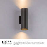 Kuzco Architectural Lorna 12-in (4-in Dia.) Wall Sconce Up/Down Light