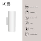 Kuzco Architectural Lorna 12-in (4-in Dia.) Wall Sconce Up/Down Light