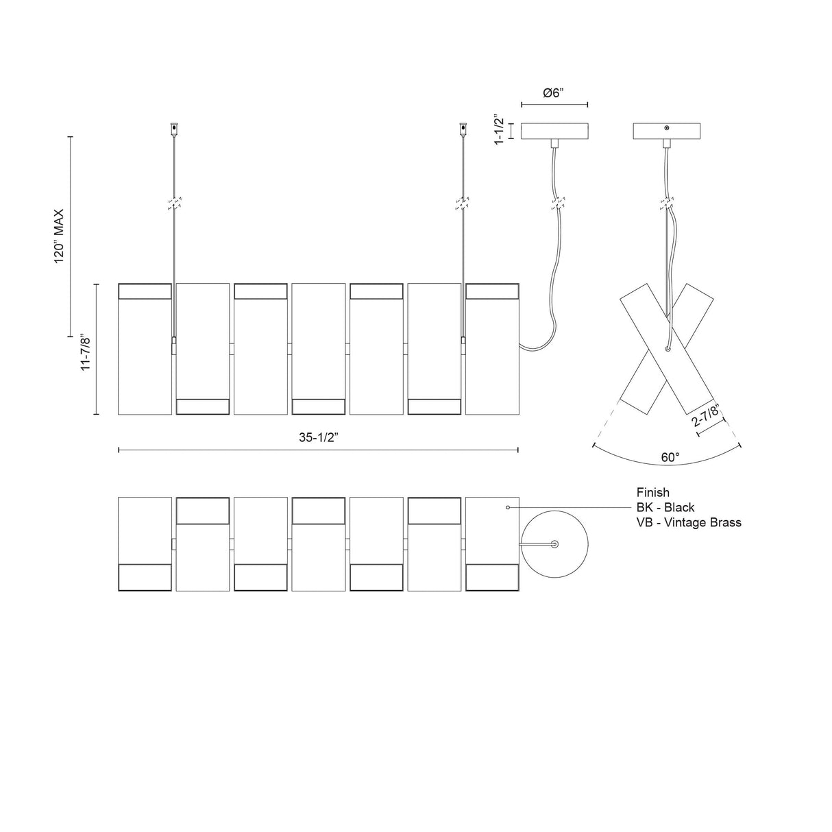 Kuzco Domino 35-in Linear Pendant