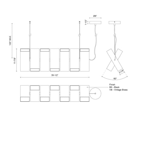 Kuzco Domino 35-in Linear Pendant