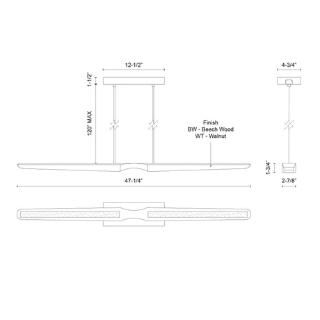 Kuzco Dakota 47-in Linear Pendant