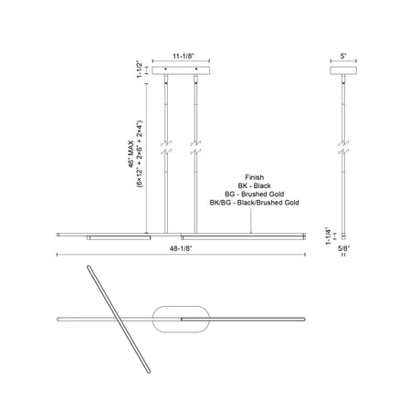 Kuzco Shift 48-in Linear Pendant