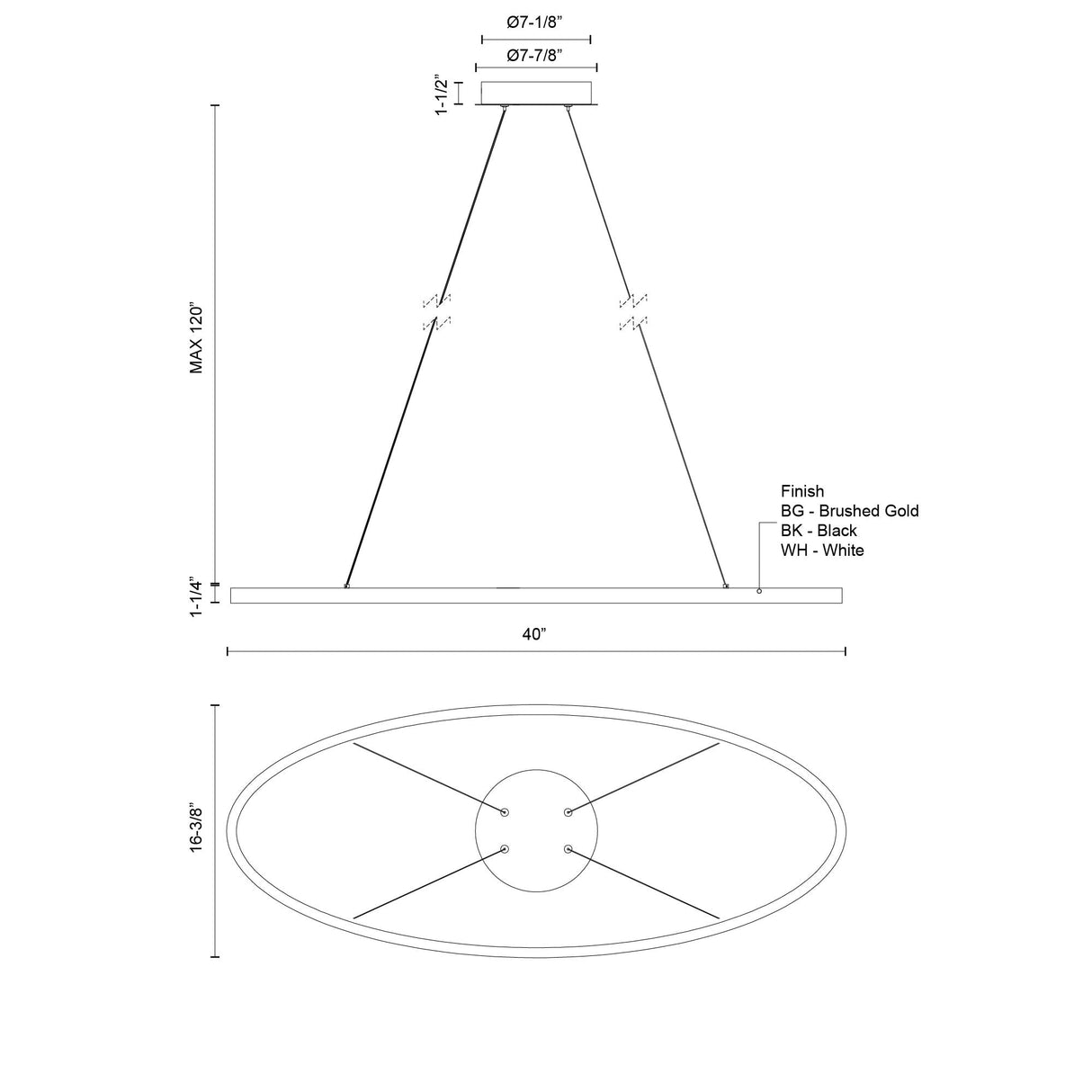 Kuzco Ovale 40-in Linear Pendant