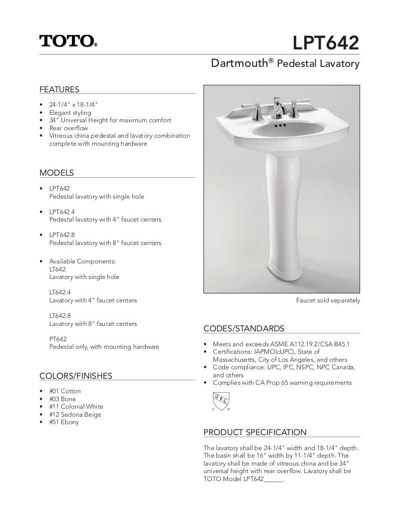Dartmouth Pedestal Lavatory