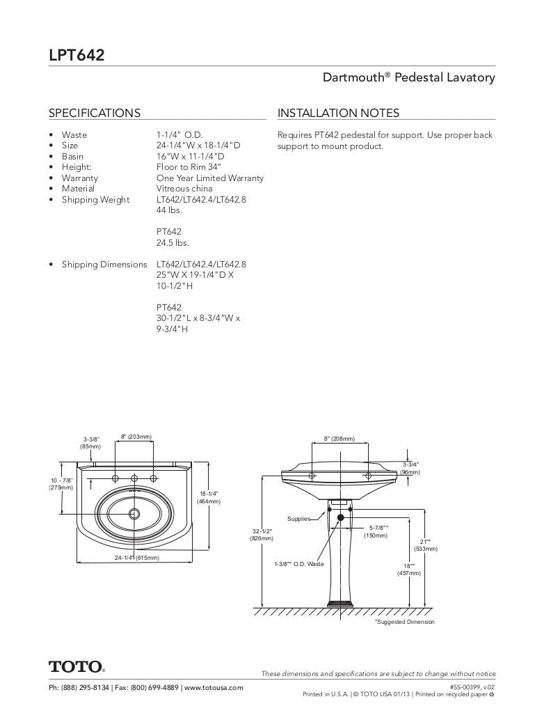 Dartmouth Pedestal Lavatory