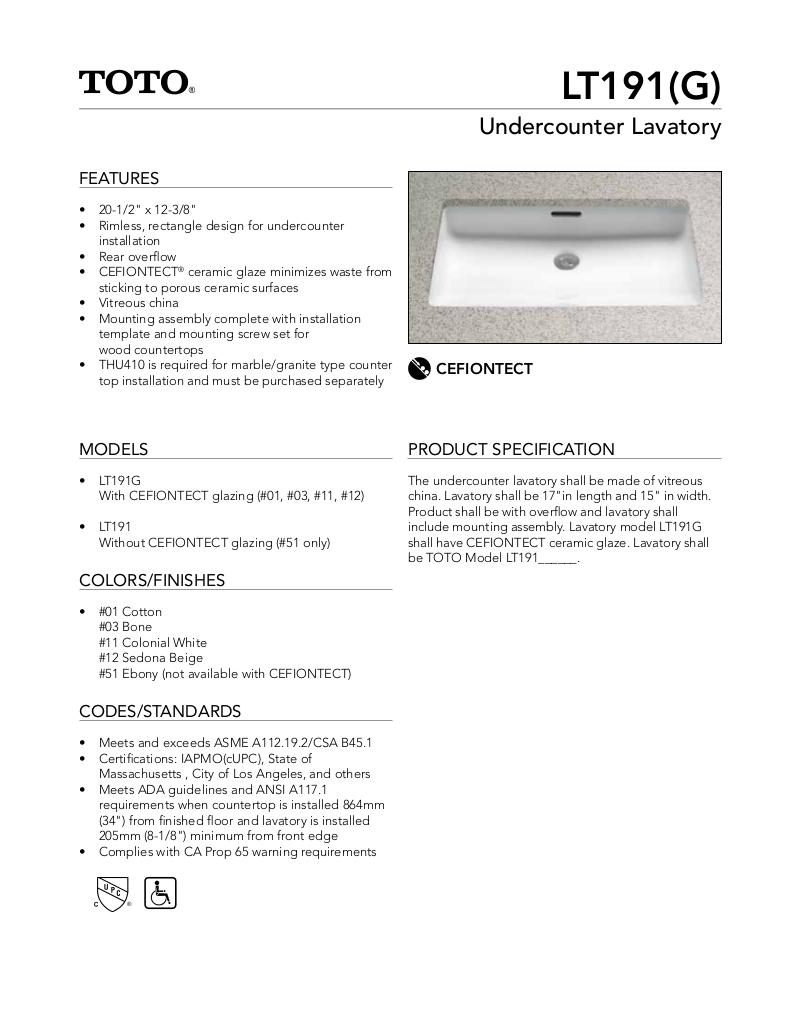 Undercounter Lavatory