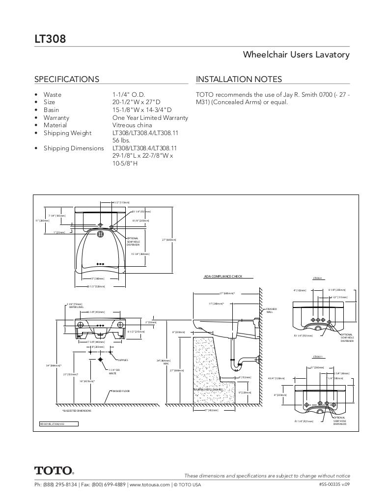 Commercial Wall-Mount Wheelchair User with Soap Dispenser Hole