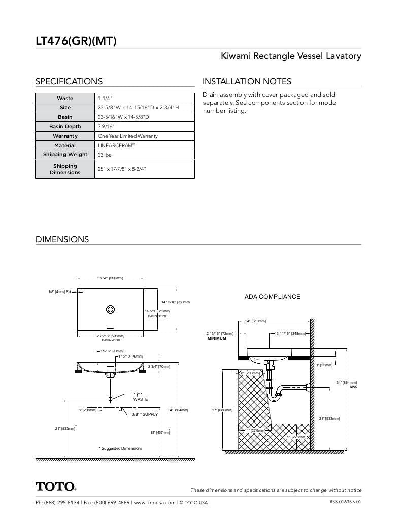 Kiwami®23-5/8" Rectangle Vessel Lavatory