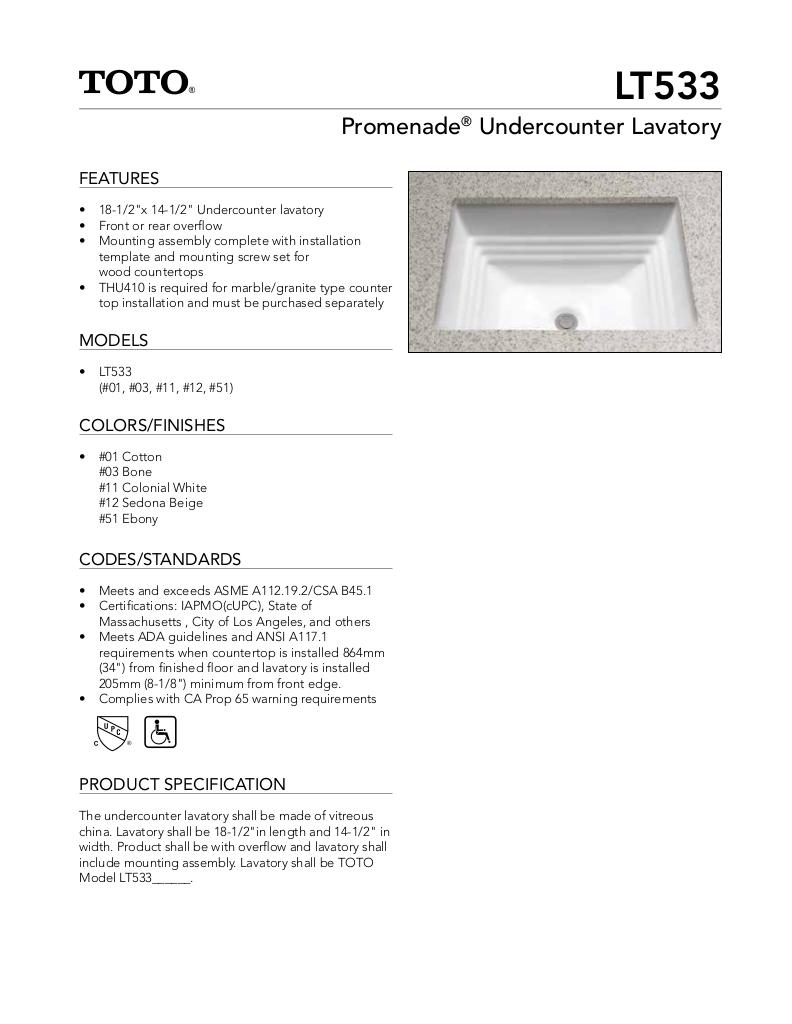 Promenade®Undercounter Lavatory