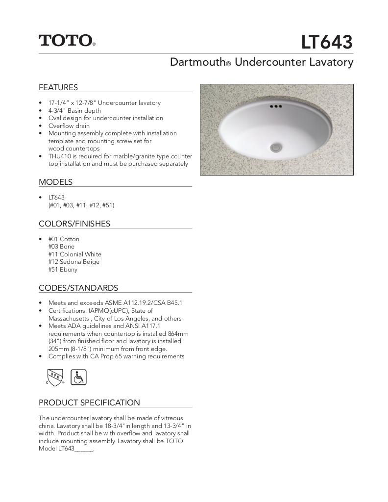 Dartmouth®Undercounter Lavatory
