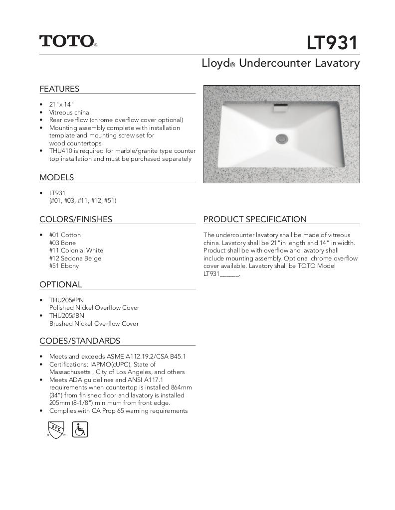 Lloyd®Undercounter Lavatory