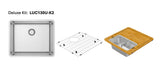 Lucia U Deluxe Kit 21" Single Delux Kit - Undermount, 18 Gauge, R15 (Inc. ASC400LU+Grid)
