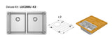 Lucia U Deluxe Kit 30" 50/50 Double Delux Kit - Undermount, 18 Gauge, R15 (Inc. ASC400LU+Grid)