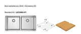 Lucia U Standard Kit 34" 50/50 Double Strd Kit - Undermount, 18 Gauge, R15 (Inc. Cut Board+Grid)