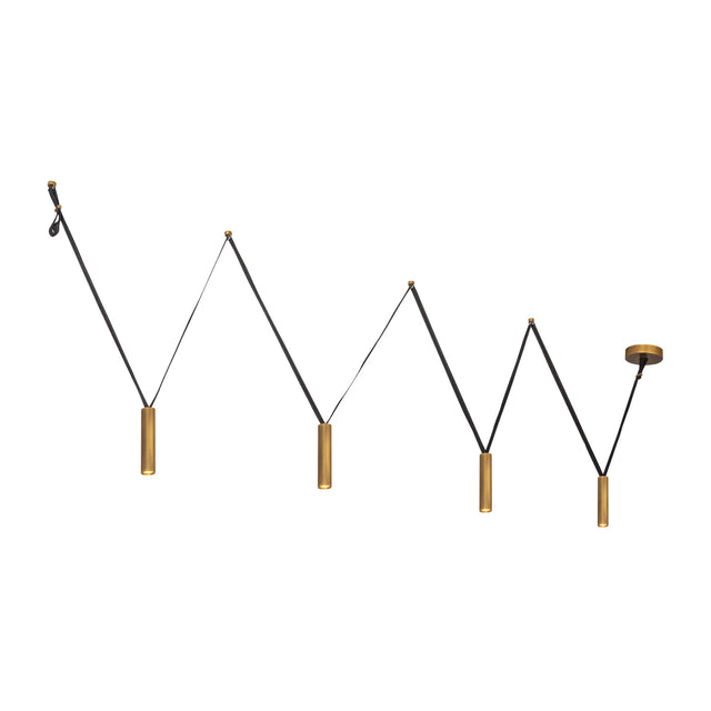Kuzco Mason 4 Head Linear Pendant – Adjustable with Metal Strap Detail