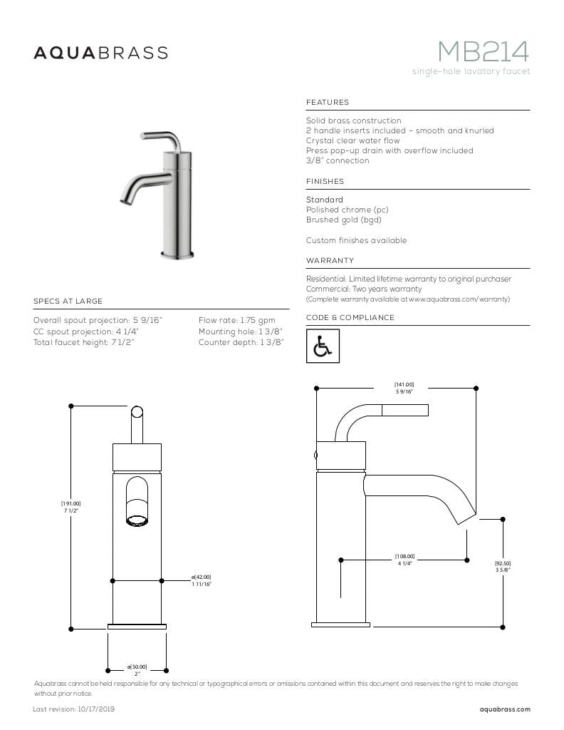 Single-hole lavatory faucet