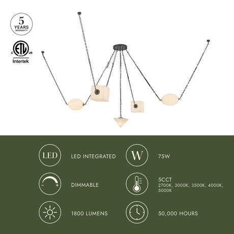 Alora Mineral 5-Head Chandelier