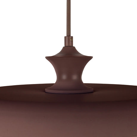 Close-up of the Minori pendant shade top and stem in Burgundy