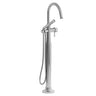 Momenti 2-way Type T (thermostatic) coaxial floor-mount tub filler with hand shower