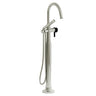 Momenti 2-way Type T (thermostatic) coaxial floor-mount tub filler with hand shower