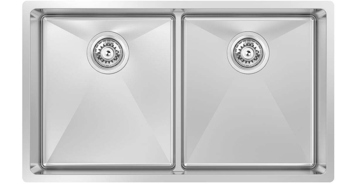 Montego Low Divide 31" 50/50 Double Low Div Sink, Undermount, 16 Gauge, R15, Single Box