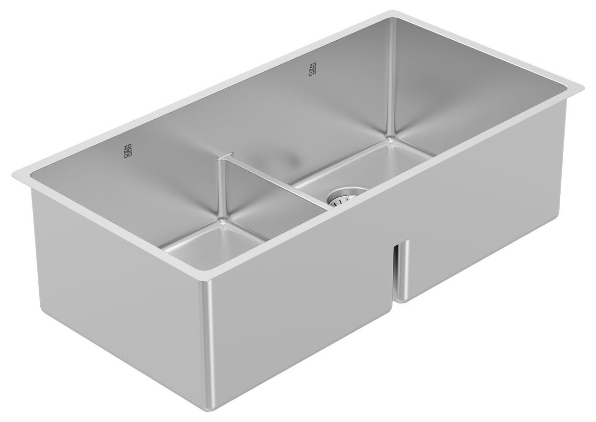 Montego Low Divide 34" 50/50 Double Low Div Sink, Undermount, 16 Gauge, R15, Single Box