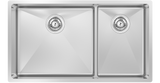 Montego Low Divide 31" 60/40 Double Low Div Sink, Undermount, 16 Gauge, R15, Single Box