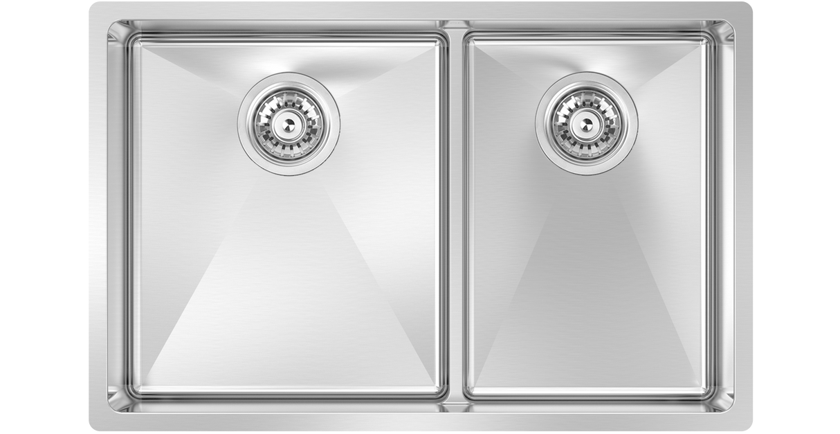 Montego Low Divide 27" 60/40 Double Low Div Sink, Undermount, 16 Gauge, R15, Single Box