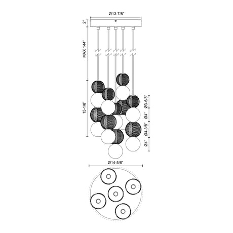 Alora Onyx 5 Head Multi Pendant