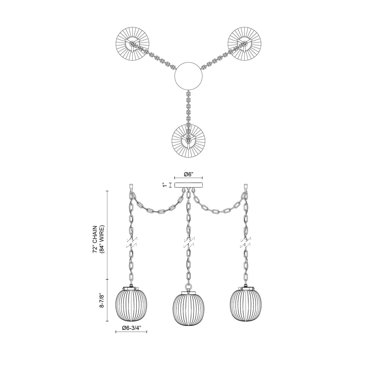 Alora Mood Cherise 7-in 3-Head Multi Pendant