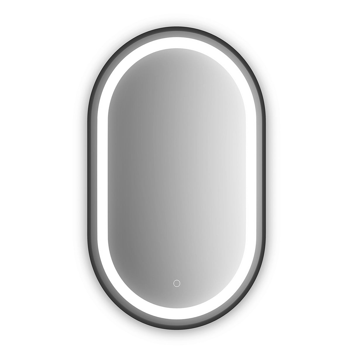 EFFECT Oblong LED Illuminated Oblong Shape Black Frame Mirror with Frosted Strip and Touch-Switch for Color Temperature Control 22 x 38 x 13/4