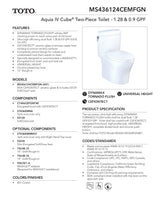 AquiaIV Cube Toilet - 1.28 GPF & 0.9 GPF, Universal Height, Washlet+ Connection - New