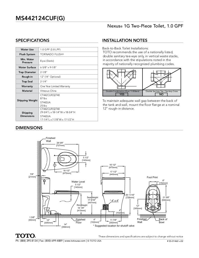 Nexus 1G Two-Piece Toilet, 1.0 GPF, Elongated Bowl