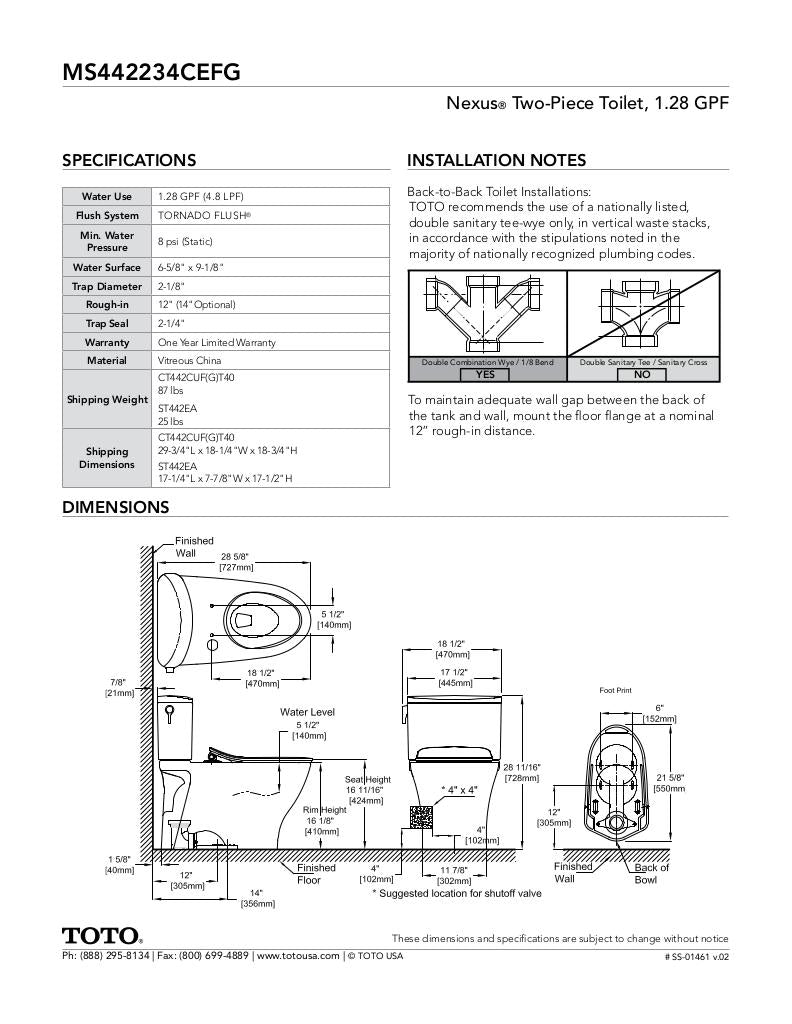 Nexus Two-Piece Toilet, 1.28 GPF, Elongated Bowl - Slim Seat