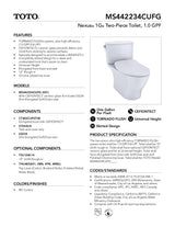 Nexus 1G Two-Piece Toilet, 1.0 GPF, Elongated Bowl - Slim Seat
