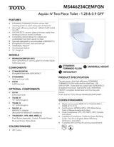 AquiaIV Toilet - 1.28 GPF & 0.9 GPF, Universal Height - WASHLET+ Connection - Slim Seat - New