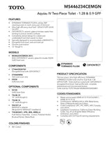 AquiaIV Toilet - 1.28 GPF & 0.9 GPF, Elongated Bowl - WASHLET+ Connection - Slim Seat - New