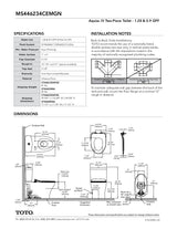 AquiaIV Toilet - 1.28 GPF & 0.9 GPF, Elongated Bowl - WASHLET+ Connection - Slim Seat - New
