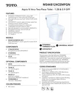 AquiaIV Arc Toilet - 1.28 GPF & 0.9 GPF, Universal Height - WASHLET+ Connection - New