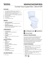 Connelly Two-Piece Toilet 1.28 GPF & 0.9 GPF -WASHLET + Connection - Slim Seat