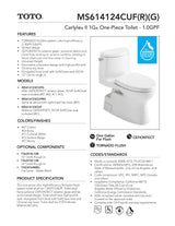 Carlyle II 1G One-Piece Toilet, 1.0 GPF,WASHLET + Connection