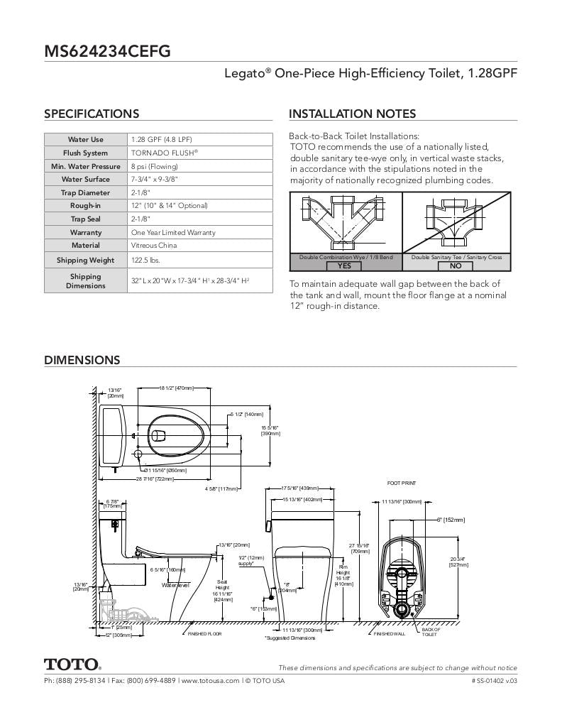 Legato One-Piece Toilet, 1.28GPF, Elongated Bowl -WASHLET + Connection - Slim Seat